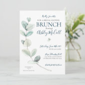 Invitation Fête des mariées Eucalyptus Aquarelle m (Debout devant)