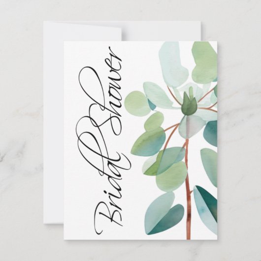 Invitation Fête des mariées Eucalyptus bleu vert (Dos)