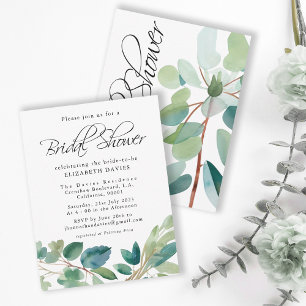 Invitation Fête des mariées Eucalyptus bleu vert