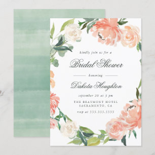 Invitation Fête des mariées Eucalyptus & Peonies aquarelle