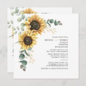 Invitation Fête des mariées Eucalyptus Sunflower Brunch Bubbl (Devant / Derrière)
