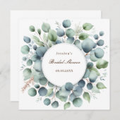 Invitation Fête des mariées eucalyptus verdure serviettes (Devant / Derrière)