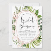 Invitation Fête des mariées Eucalyptus Vert Rose Or (Devant)