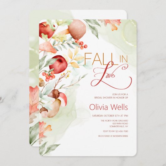 Invitation Fête des mariées Fall In Love 2 (Devant / Derrière)
