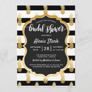 Invitation Fête des mariées Faux Gold Foil Pinces d'ananas