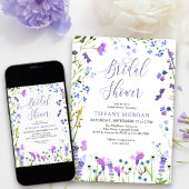 Invitation Fête des mariées féminine Fleur sauvage violette