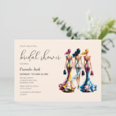 Invitation Fête des mariées femme habillage léger (Debout devant)