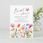 Invitation Fête des mariées Festive Bright Watercolor Flowers (Debout devant)