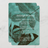 Invitation Fête des mariées Feuille aux papillons verts (Devant / Derrière)