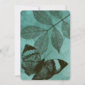 Invitation Fête des mariées Feuille aux papillons verts (Dos)