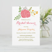 Invitation Fête des mariées Feuille Chic Rose Flower (Debout devant)