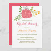 Invitation Fête des mariées Feuille Chic Rose Flower (Devant / Derrière)