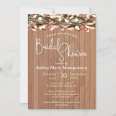Invitation Fête des mariées Feuille couleur bois rustique (Devant)