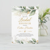 Invitation Fête des mariées feuille de verdure moderne eucaly (Debout devant)