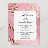 Invitation Fête des mariées Feuille d'or rose (Devant / Derrière)