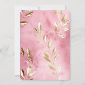 Invitation Fête des mariées Feuille d'or rose (Dos)