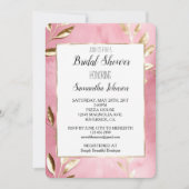 Invitation Fête des mariées Feuille d'or rose (Devant)