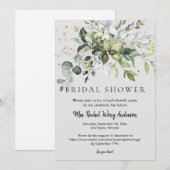 Invitation Fête des mariées Feuille Dusty Blue Eucalyptus Gre (Devant / Derrière)