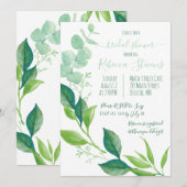 Invitation Fête des mariées Feuille Eucalyptus aquarelle (Devant / Derrière)