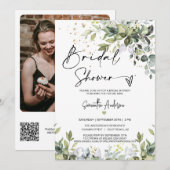 Invitation Fête des mariées Feuille Eucalyptus QR Code Photo (Devant / Derrière)
