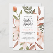 Invitation Fête des mariées Feuille fleurie colorée (Devant)