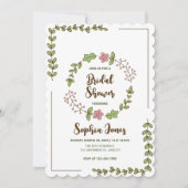 Invitation Fête des mariées Feuille verte rose (Devant)