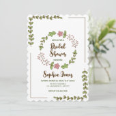 Invitation Fête des mariées Feuille verte rose (Debout devant)