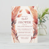 Invitation Fête des mariées Feuilles et plumes automnales (Debout devant)