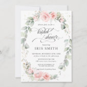 Invitation Fête des mariées feuillu rose chic (Devant)