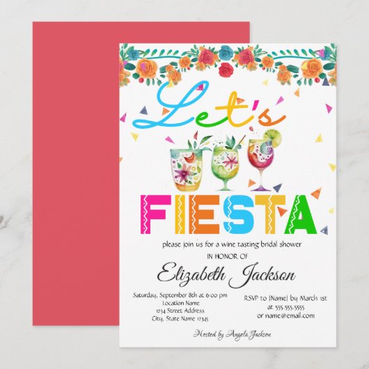 Invitation Fête des mariées Fiesta mexicaine (Devant / Derrière)