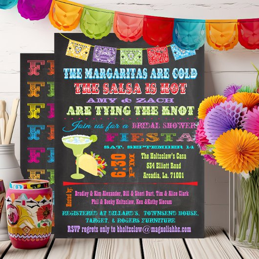 Invitation Fête des mariées Fiesta mexicaine Chalkboard