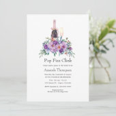 Invitation Fête des mariées Fizz Clink Pop Floral Violet (Debout devant)