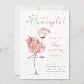 Invitation Fête des mariées Flamant rose, Flamant rose rose f (Devant)