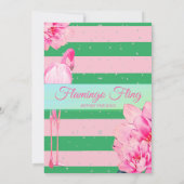 Invitation Fête des mariées Flamant rose Fling vert rose rose (Dos)