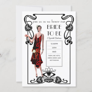 Invitation Fête des mariées Flapper Art Déco Gatsby des année