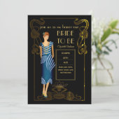 Invitation Fête des mariées Flapper Art Déco Gatsby des année (Debout devant)