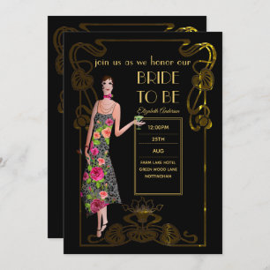 Invitation Fête des mariées Flapper Art Déco Gatsby des année
