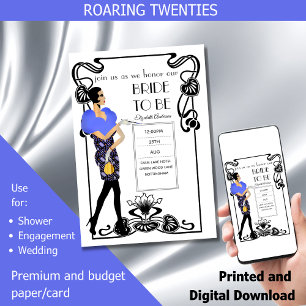 Invitation Fête des mariées Flapper Art Déco Gatsby des année