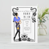 Invitation Fête des mariées Flapper Art Déco Gatsby des année (Debout devant)