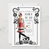 Invitation Fête des mariées Flapper Art Déco Gatsby des année (Devant)