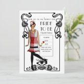 Invitation Fête des mariées Flapper Art Déco Gatsby des année (Debout devant)