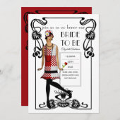 Invitation Fête des mariées Flapper Art Déco Gatsby des année (Devant / Derrière)
