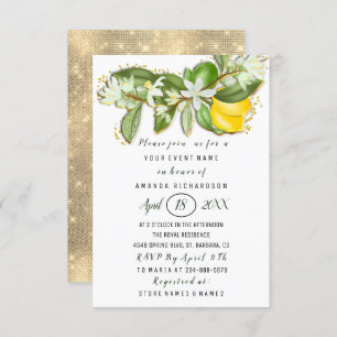 Invitation Fête des mariées Fleur Brunch Citron Vert Blanc