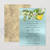 Invitation Fête des mariées Fleur Brunch Citron Vert Or (Devant / Derrière)