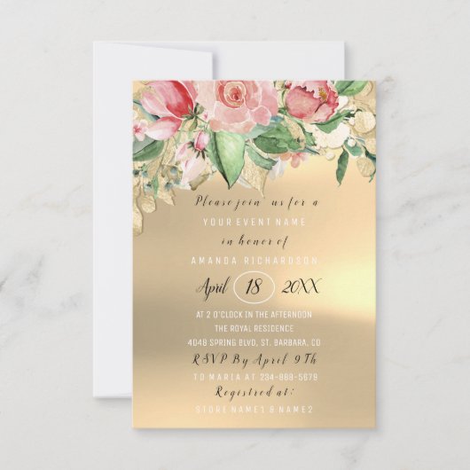 Invitation Fête des mariées Fleur Brunch Green Mint Roses (Devant)