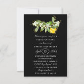 Invitation Fête des mariées Fleur Brunch Lemon Vert Noir (Devant)