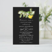 Invitation Fête des mariées Fleur Brunch Lemon Vert Noir (Debout devant)