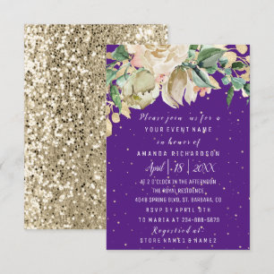 Invitation Fête des mariées Fleur Brunch Mint Aquarelle viole