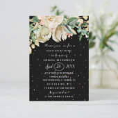 Invitation Fête des mariées Fleur Brunch Mint Confetti noir (Debout devant)