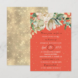 Invitation Fête des mariées Fleur Brunch Mint Coral Confetti